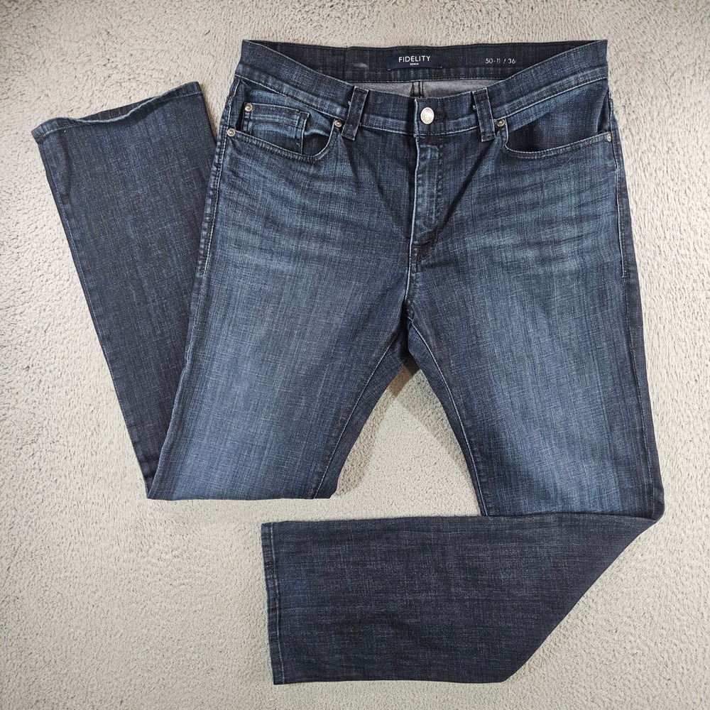 Fidelity Denim Aidan Slim Straight Jeans Mens 36 Dark Indigo M6264 Made in USA